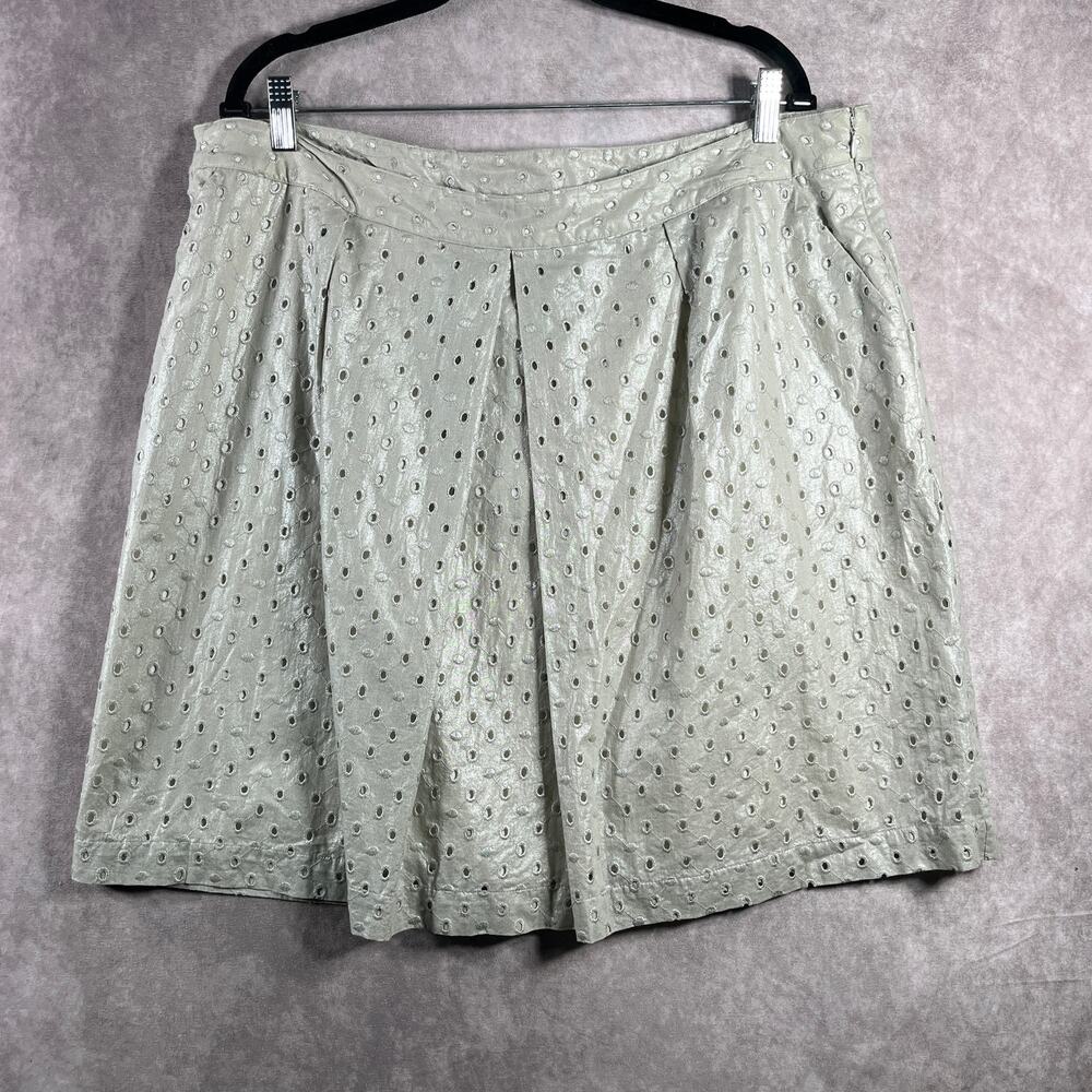 Boden Limited Edition Skirt Womens Size 16 Silver Shimmering A-Line Eyelet‎